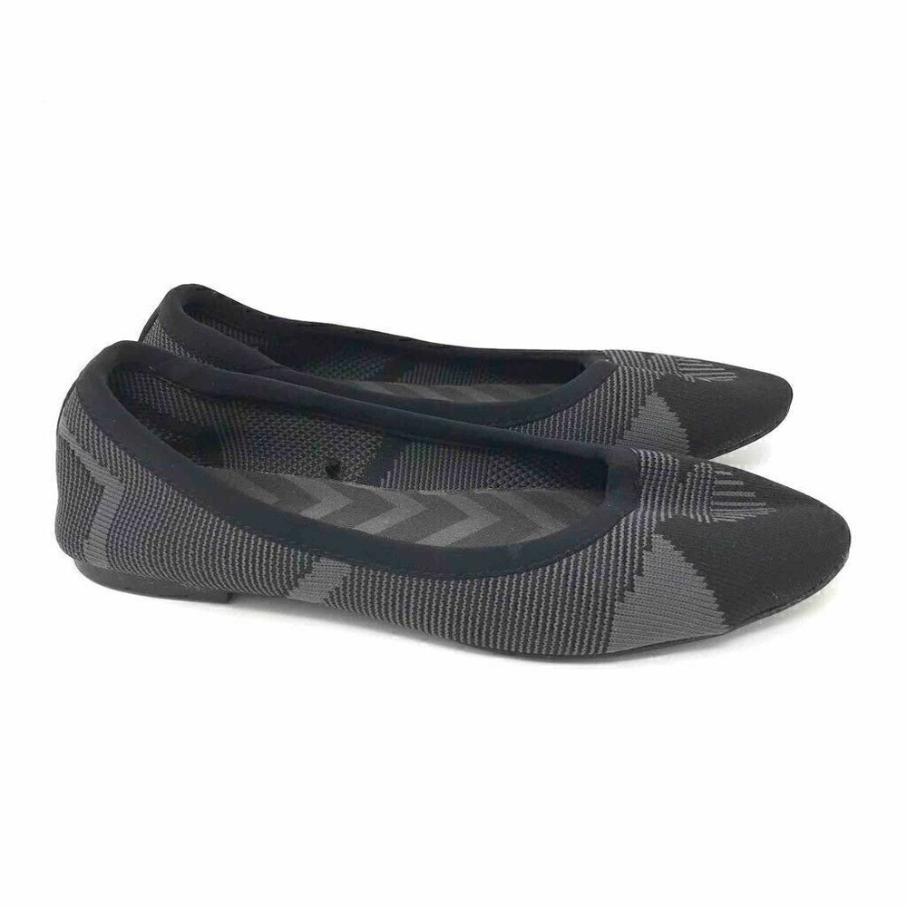 Skechers Cleo Wham Ballet Flats Shoes Black Gray 6
